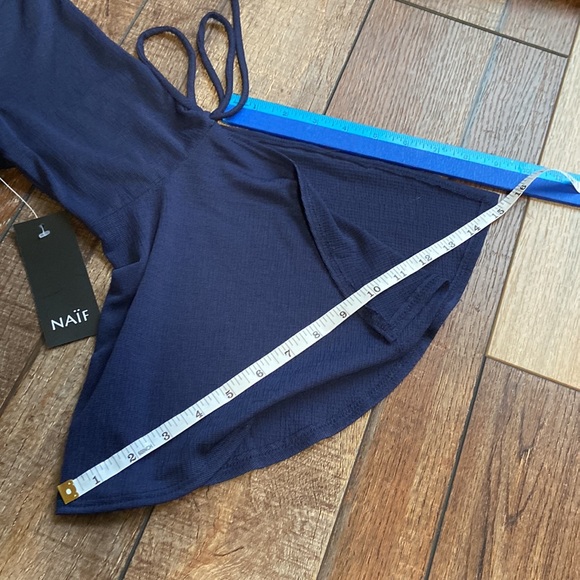 Naif Navy Blue Bell Sleeve Midi Swing Dress New Size M - Picture 9 of 9